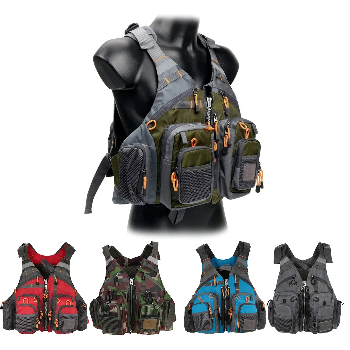 Fishing Jacket Waterproof - Regulowana kamizelka wędkarska oddychająca z wieloma